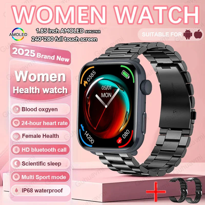 2025 New NFC Smat Watch Women 1.85-inch Blood Pressure Heart Rate Bluetooth Call Female Health Smarwatches Ladies For HUAWEI IOS