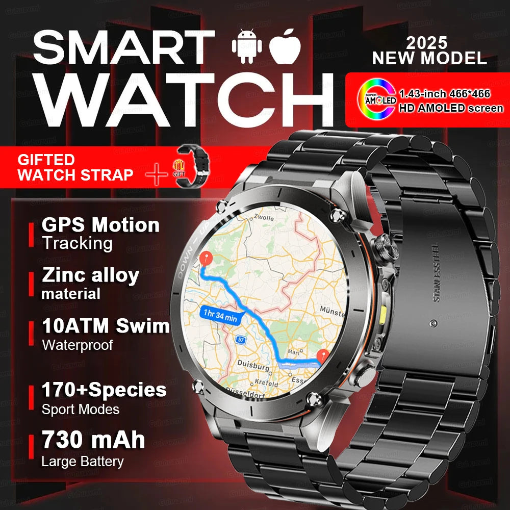 New For HUAWEI Dual-Band Satellite GPS Smartwatch Ultra HD AMOLED Screen Compass 10ATM Waterproof Sports SmartBracelet Men Watch