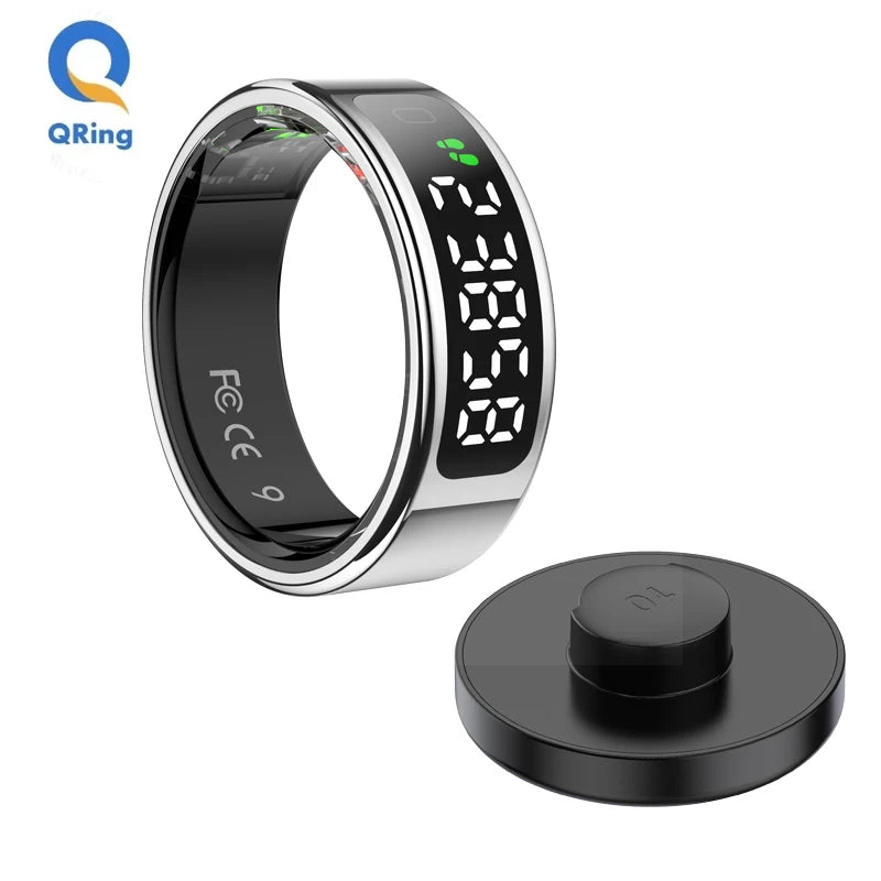New R11 R12 Smart Ring For Men Women with Wireless Charging stand,Health and Sleep Monitor 5ATM Waterproof,Multi-sport Mode