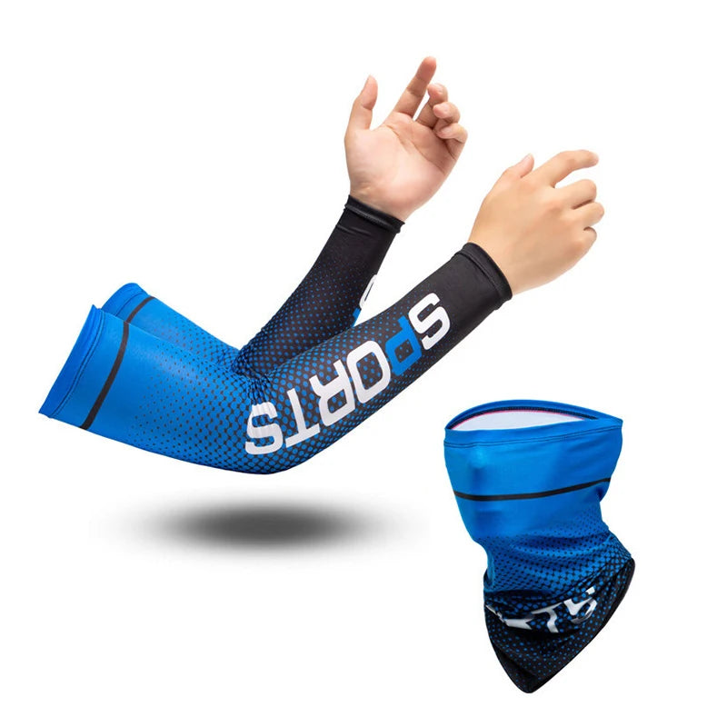 2023New Ice Silk Sleeve Sunscreen Cuff UV Sun Protection Arm Sleeves  Anti-Slip Men Women Long Gloves Outdoor Cool Sport Cycling