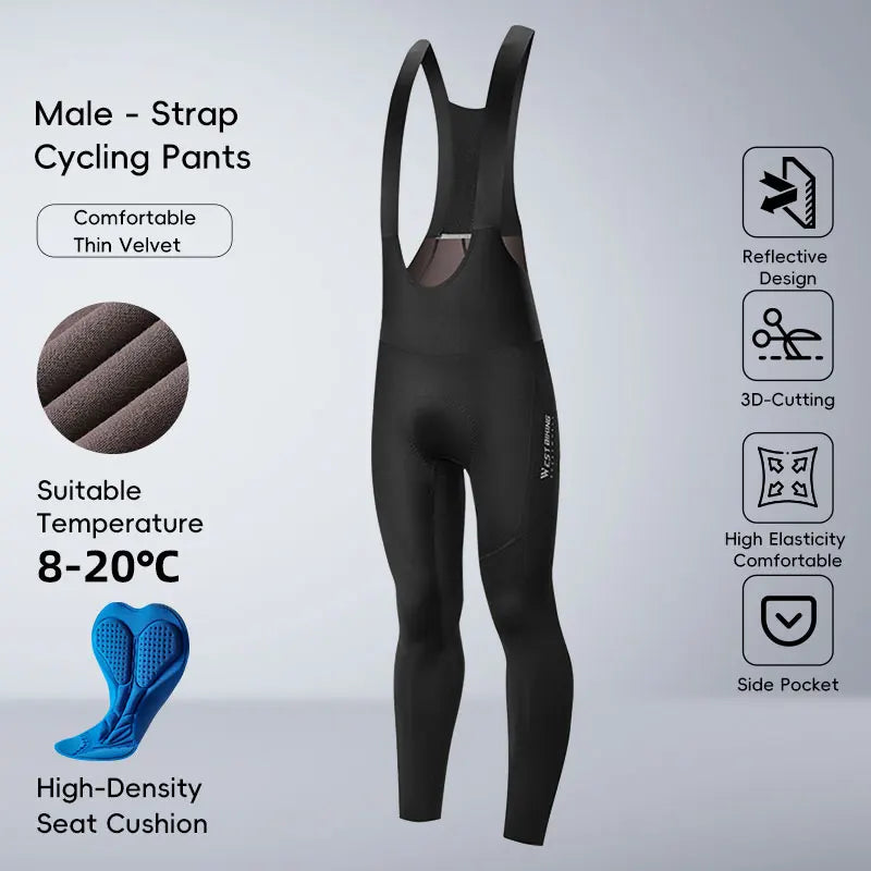 WEST BIKING Thermal Fleece Cycling Bibs Pants Autumn Winter Bicycle Tights Trousers Keep Warm Bike Pad Pants Men Women 0-20°C
