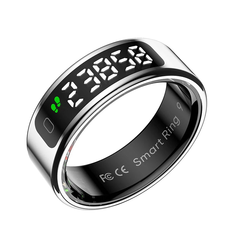 New R12 Smart Ring with Display Screen Touch Health Manager Wireless Charge Multi Sports Modes 5 ATM Waterproof For Men Women