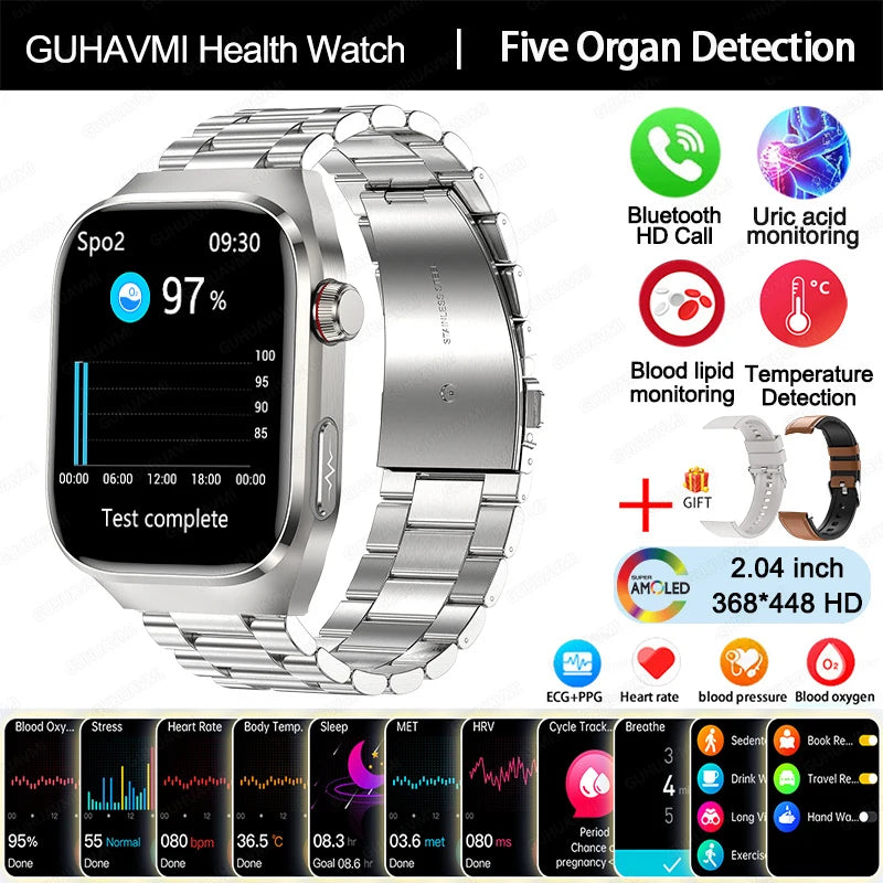 New Micro Physical Examination Five Organ Health Smartwatch Blood Pressure Uric Acid Body Fat Watches Bluetooth Call Smart Watch