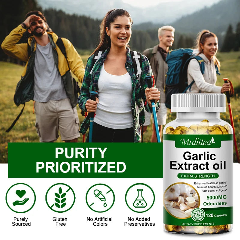 Mulittea Tasteless Garlic Oil Extract Capsules Helps Enhance immunity Cellular Detox for Men and Women
