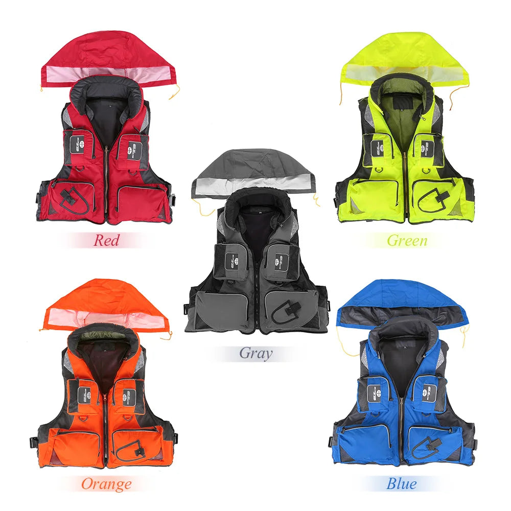FX L-XXL Professional Life Jacket Vest Fishing Polyester Adult Safety Life Jacket Survival Life Vest Swimming Boating Drifting