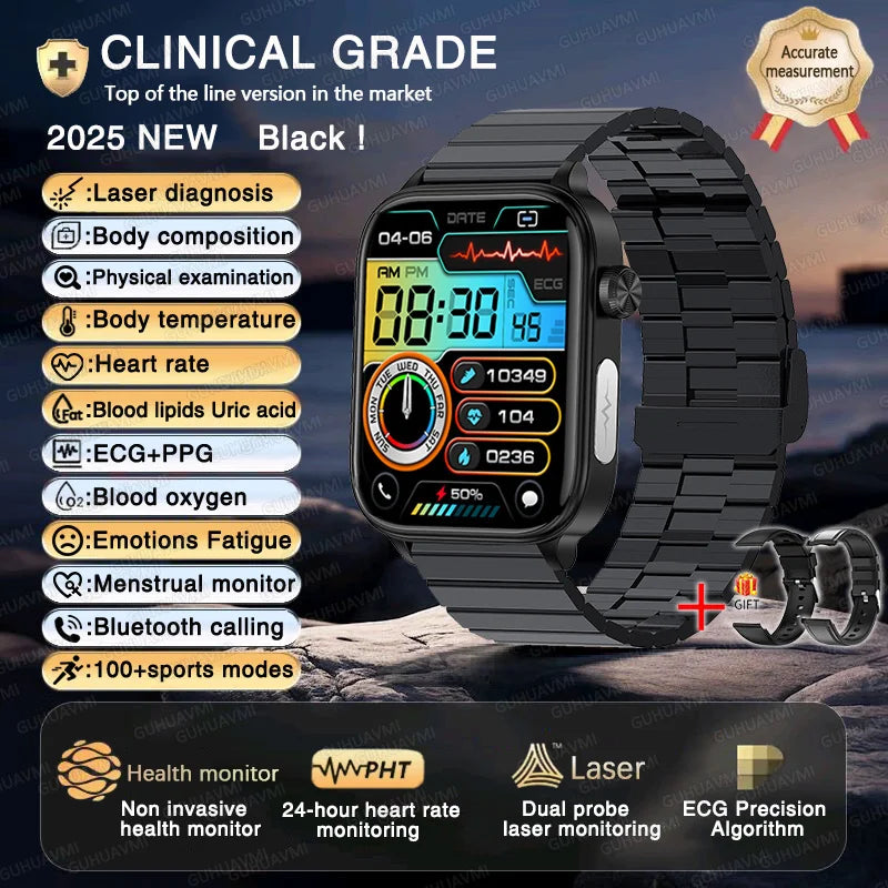 2025New ECG+PPG AI Health Diagnose Smart Watch Men Women Clock Blood Lipid BP Uric Acid Heart rate Tracker For Xiaomi Smartwatch