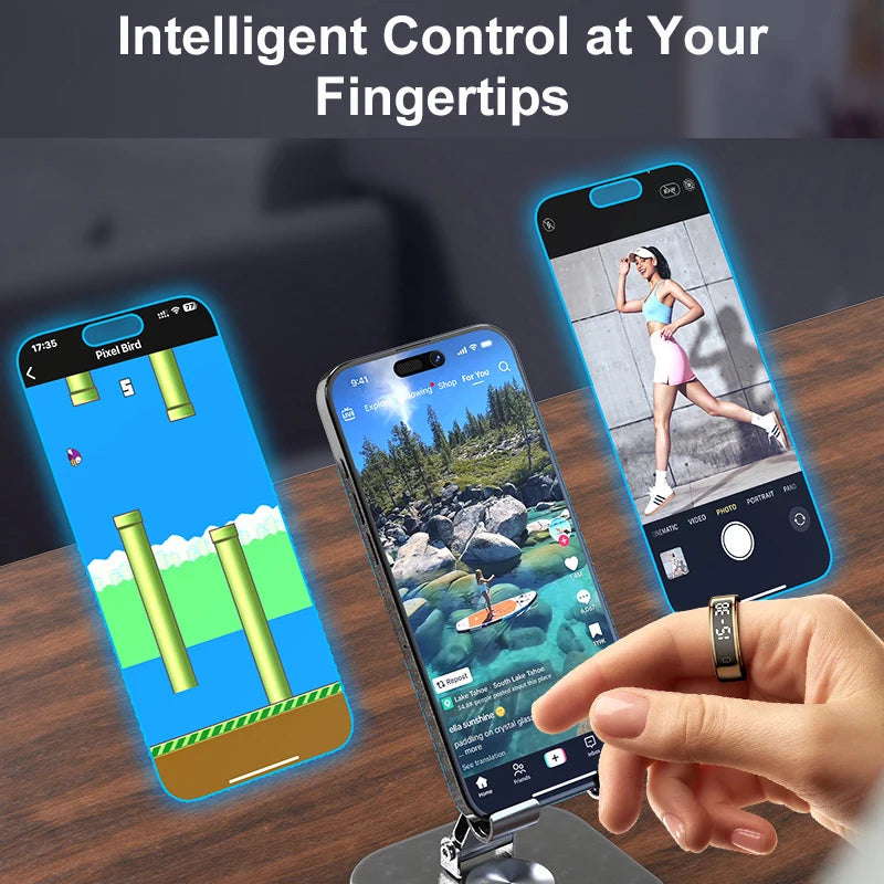 New R11 R12 Smart Ring For Men Women with Wireless Charging stand,Health and Sleep Monitor 5ATM Waterproof,Multi-sport Mode