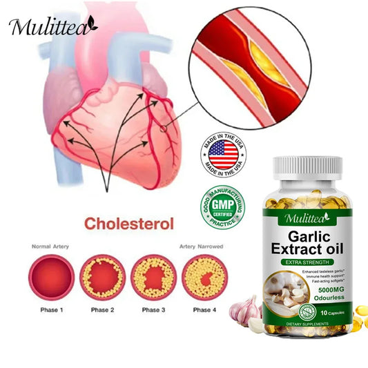 Mulittea Tasteless Garlic Oil Extract Capsules Helps Enhance immunity Cellular Detox for Men and Women