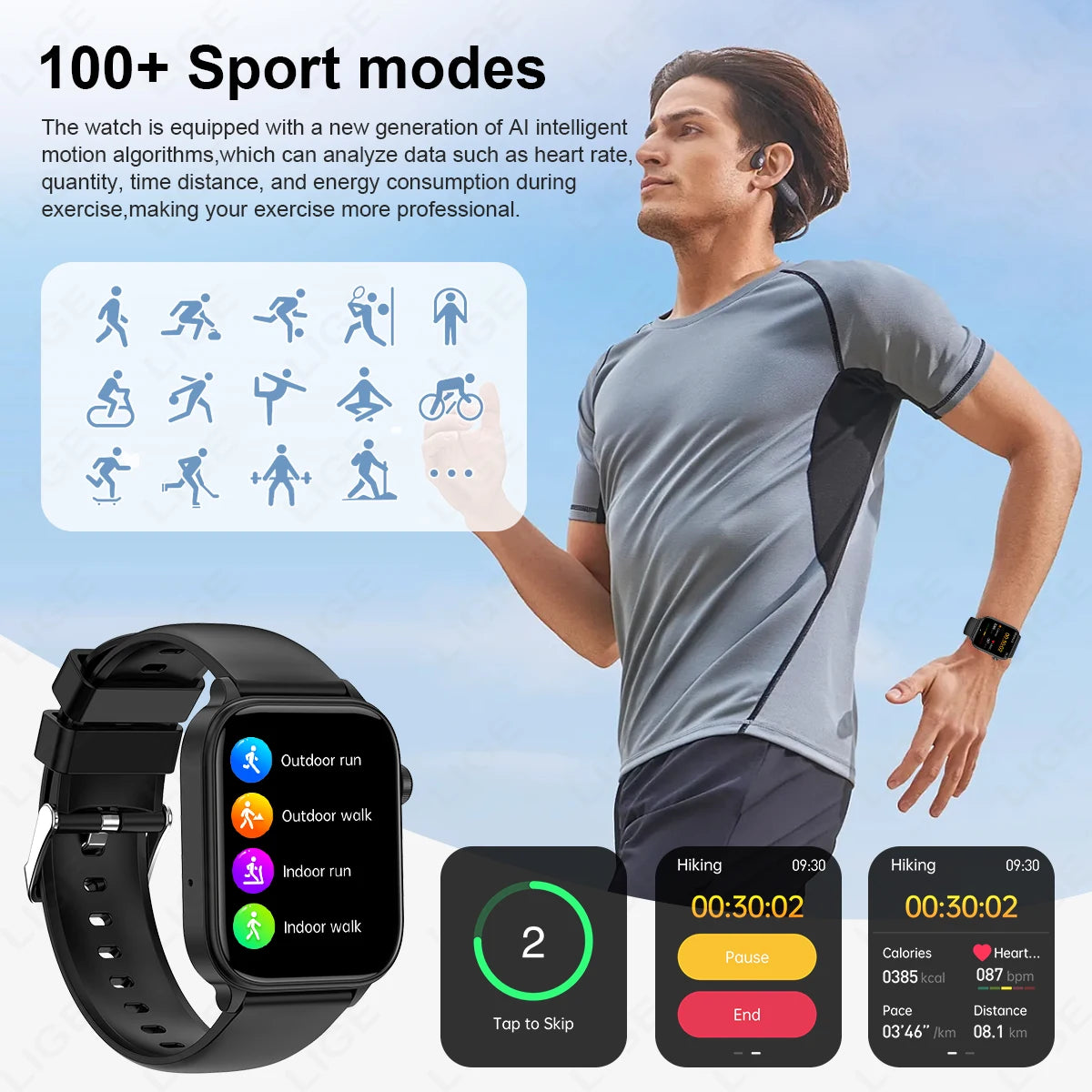 LIGE 2025 New ECG+PPG Smart Watch Men Blood Lipid Uric Acid Health Monitor Bluetooth Call Sleep Physical Health Smartwatch Women