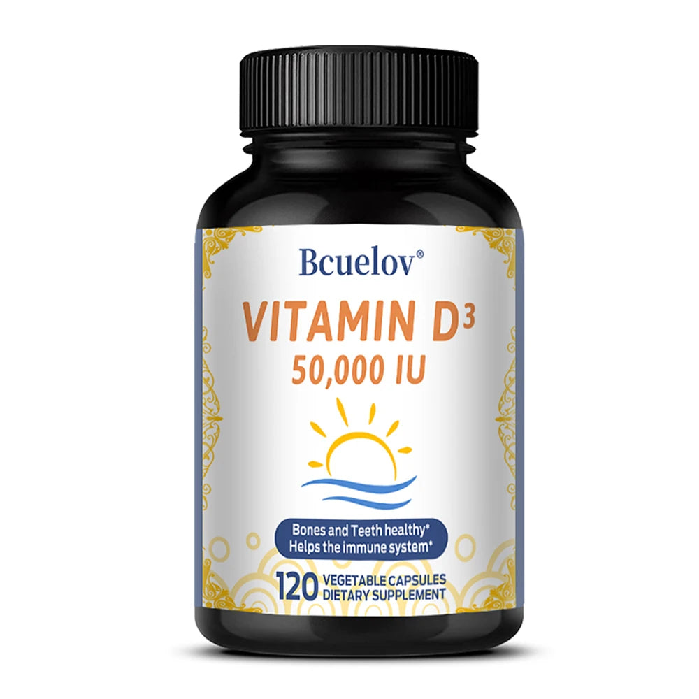 Vitamin D3 50,000 IU Supplement, Supports Strong Bones, Heart, Teeth, Muscle Health, for Men and Women, 120 Capsules