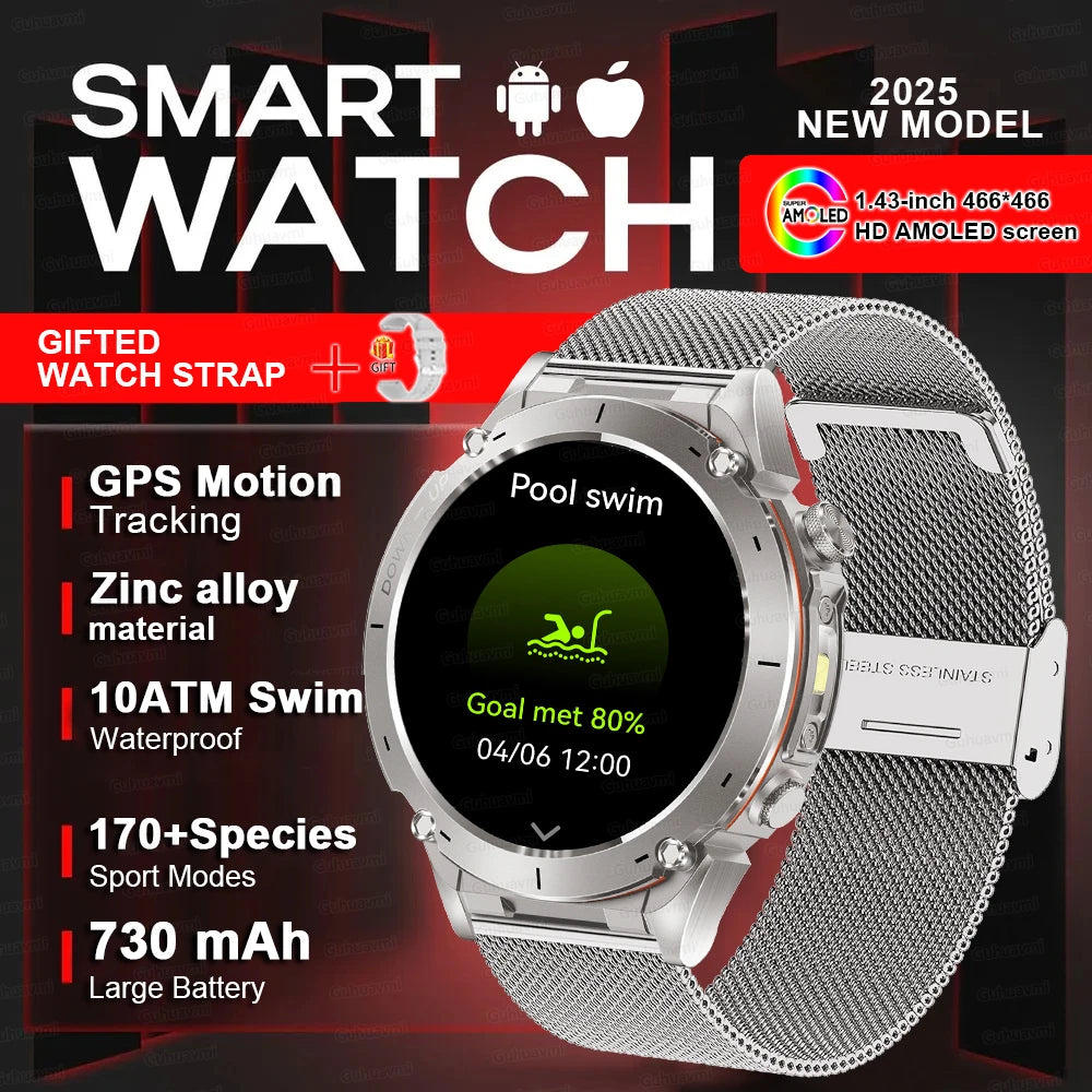New For HUAWEI Dual-Band Satellite GPS Smartwatch Ultra HD AMOLED Screen Compass 10ATM Waterproof Sports SmartBracelet Men Watch