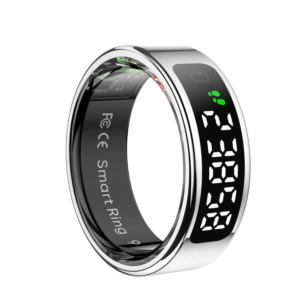 Qring R11 LED Display Ring Ladies Men's Stainless-steel Rings Oxygen Saturation Electronic Praise Heart Rate Waterproof 2025 New