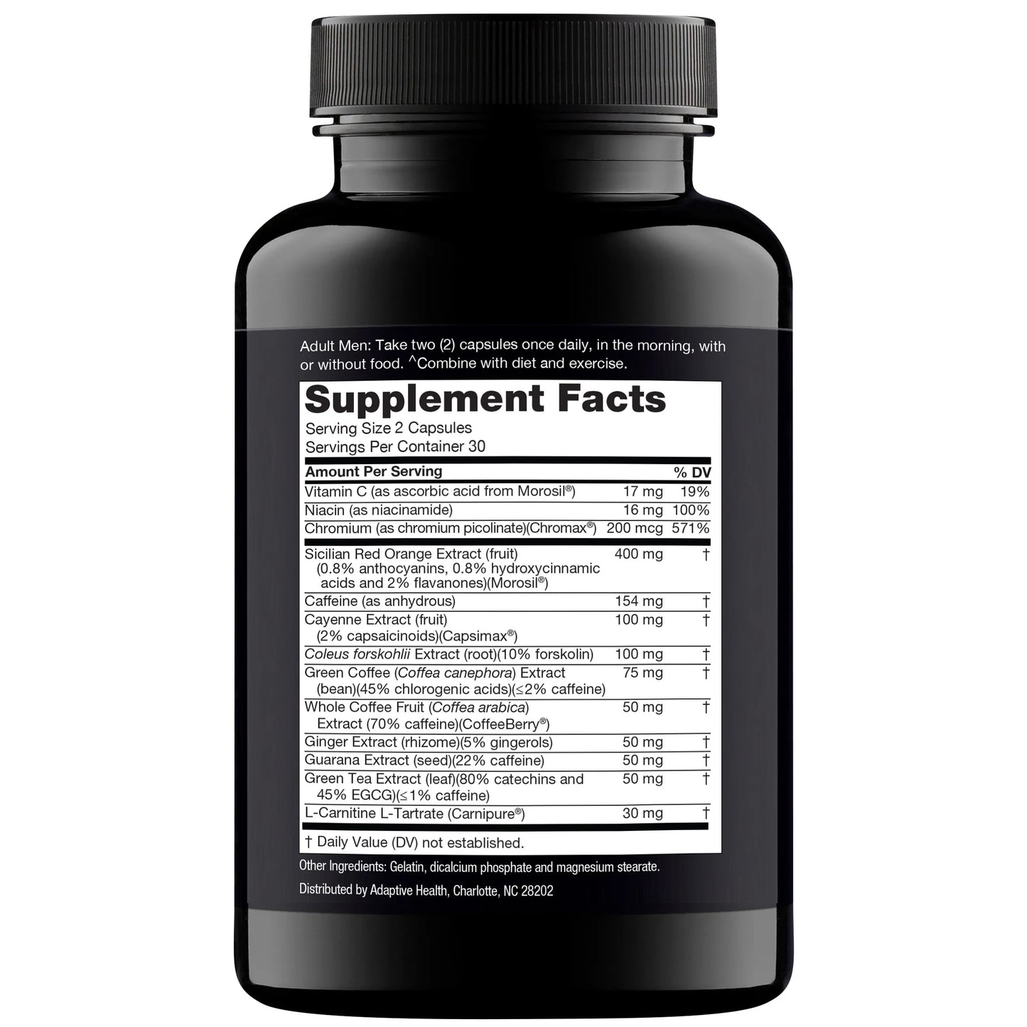 Men's Fat Burner, Vitamin C, Caffeine, Cayenne Pepper Extract, Hunger Suppressant, Energy Booster, 60 Capsules