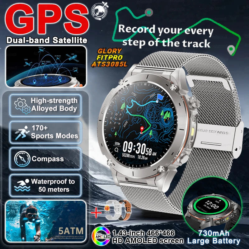 2025 New TRex 3 GPS Smart Watches 10ATM Waterproof Built-in Dual-band GNSS Compass Military Sports Bracelet Men For Xiaomi IOS