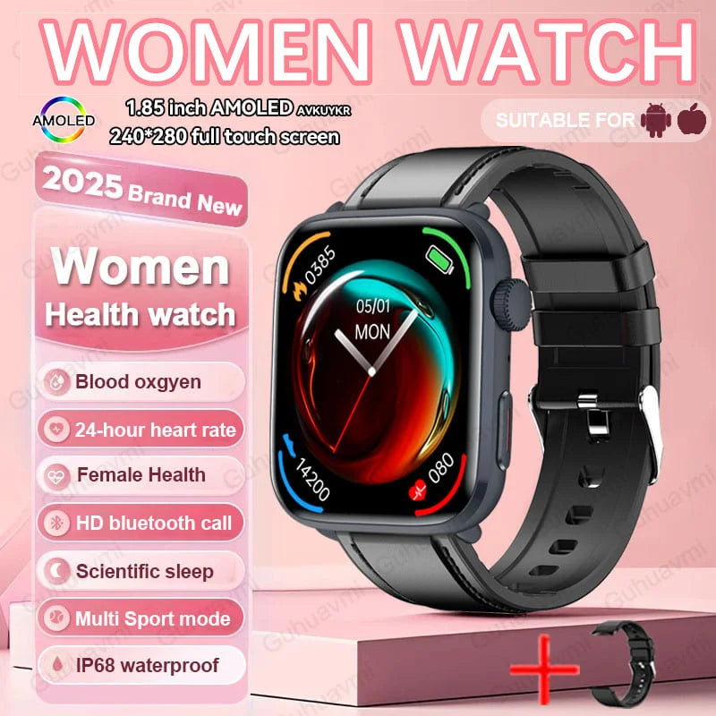 2025 New NFC Smat Watch Women 1.85-inch Blood Pressure Heart Rate Bluetooth Call Female Health Smarwatches Ladies For HUAWEI IOS