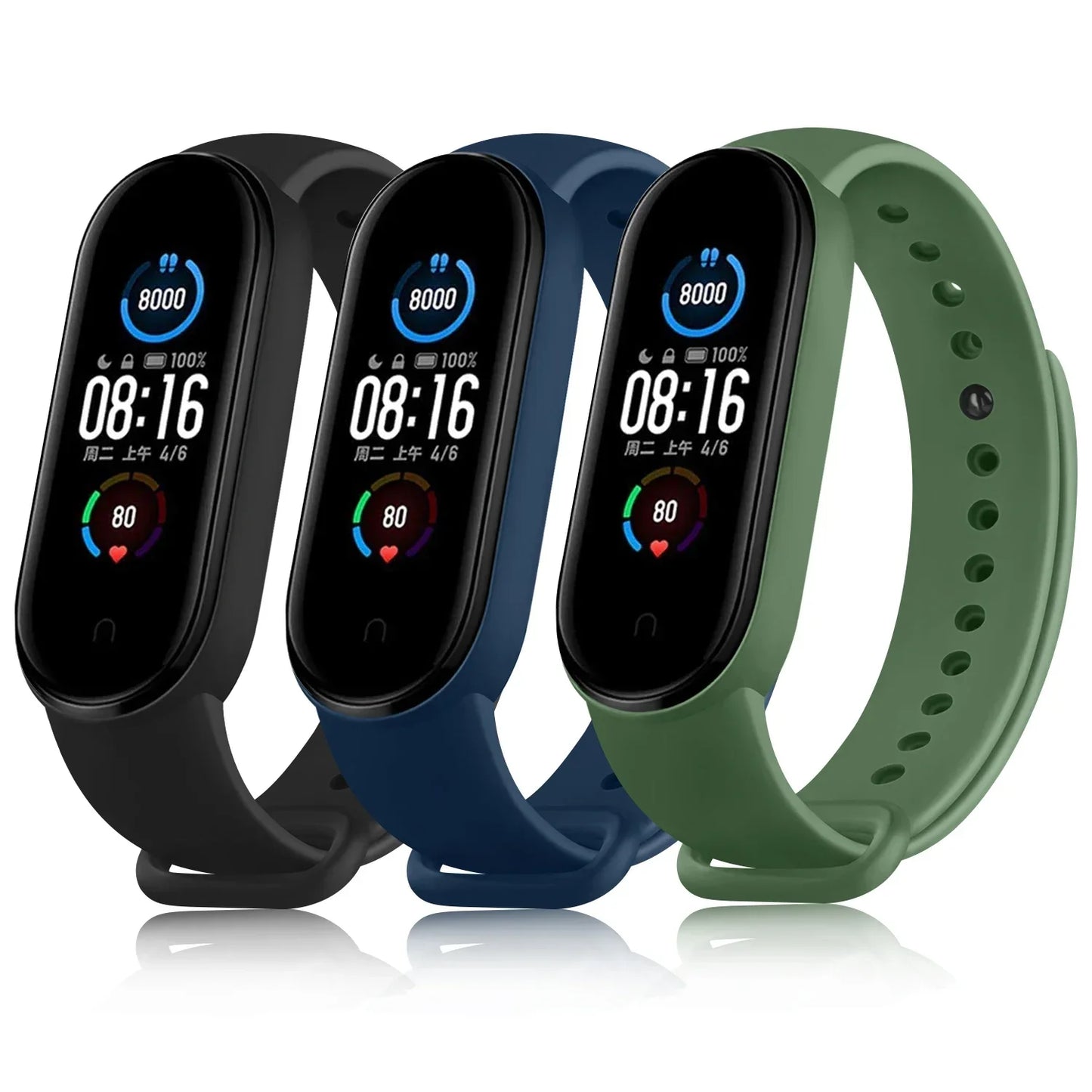 3pcs Soft Silicone Strap For Xiaomi Mi Band 6 5 Amazfit Band 5 Bracelet watch Sport Waterproof For Mi Band 6 5 Strap Wristband