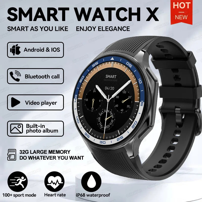 2024 New Men Business Watch For Xiaomi OPPO Watch X 4G Large Memory Video playback Smartwatch Sport Fitness Waterproof Watches