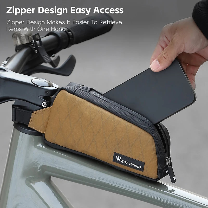 WEST BIKING Bicycle Top Tube Bag 1L Portable Cycling Front Frame Triangle Bag Lightweight Bike Bag MTB Road Bike Accessories