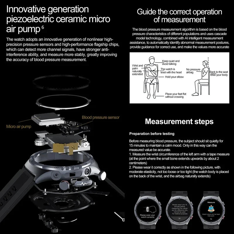 Health Grade Smart Watch Men ECG Air Pump Blood Pressure Blood oxygen ECG+PPG Bluetooth Call NFC SmartWatch For Men Women New
