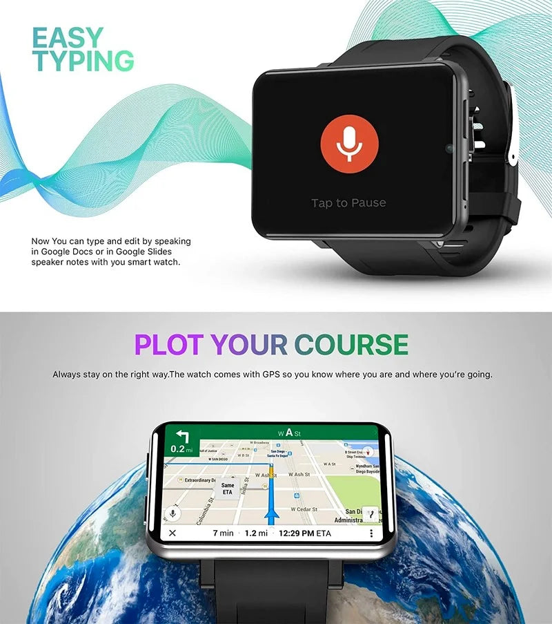 Rainbuvvy DM100 4G LTE Smart Watch Android 7.1 3GB RAM 32GB ROM 5MP Camera IPS 2700mah Battery 2.86 inch Touch Screen Smartwatch