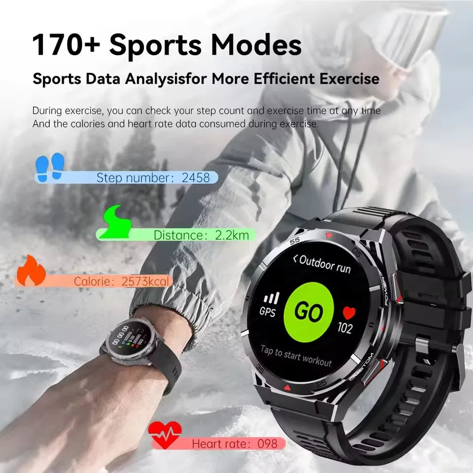 For HUAWEI GPS Sport Smart Watch Men 1.43 inch HD AMOLED Screen Compass Bluetooth Call Heart Rate Waterproof smart watch 2025New