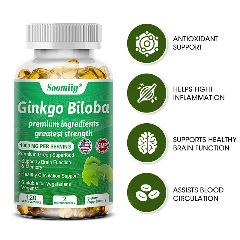 Private Label Ginkgo Biloba Supplements - for brain and mental alertness, boosting energy, mood, endurance, mental health
