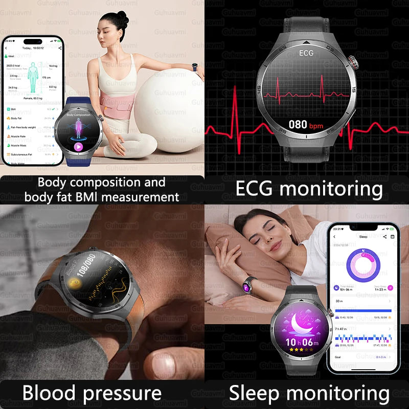 2025 For HUAWEI DT5 Pro  AMOLED Smart Watch Men ECG Micro Physical Examination Heart Rate Blood fat uric Acid Man NFC Smartwatch