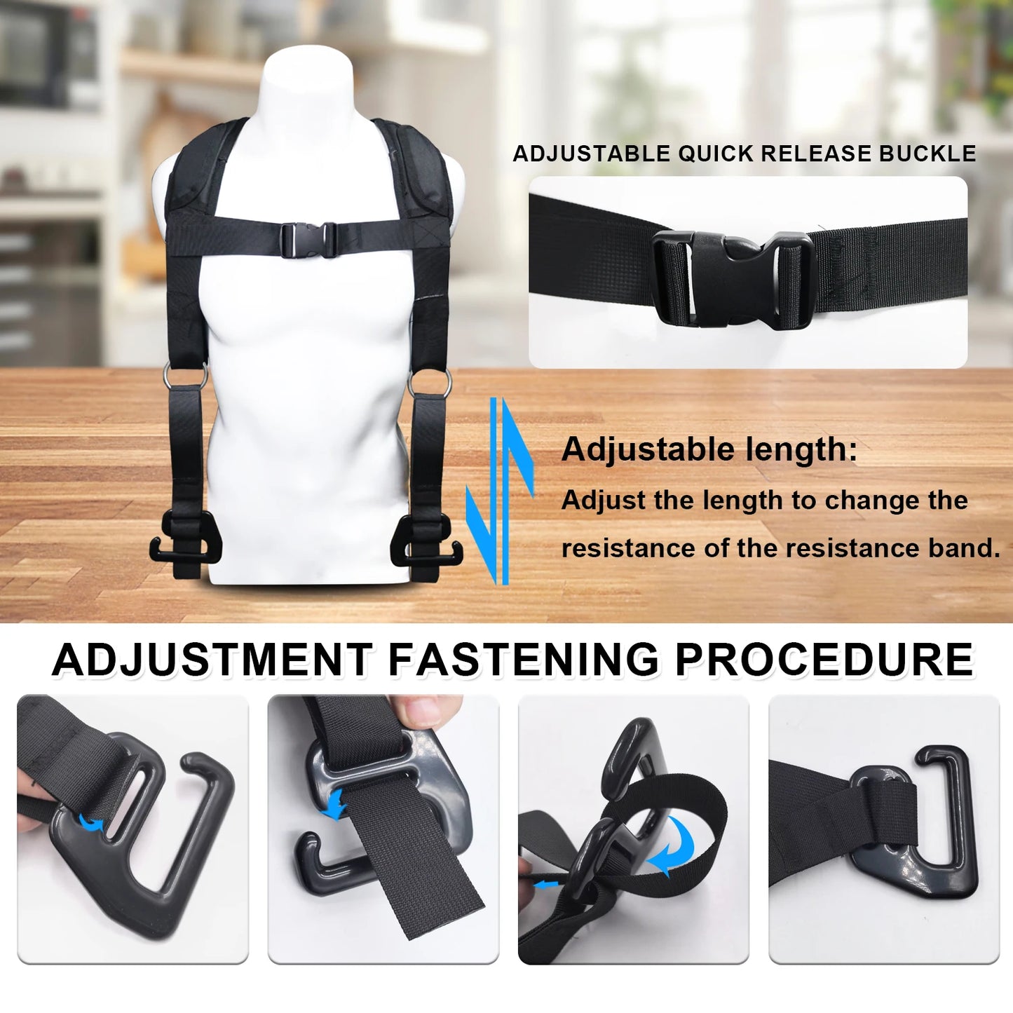 Squat Harness Vest for Resistance Bands – Adjustable Training Strap with Padded Shoulder Support Squats & Functional Workouts