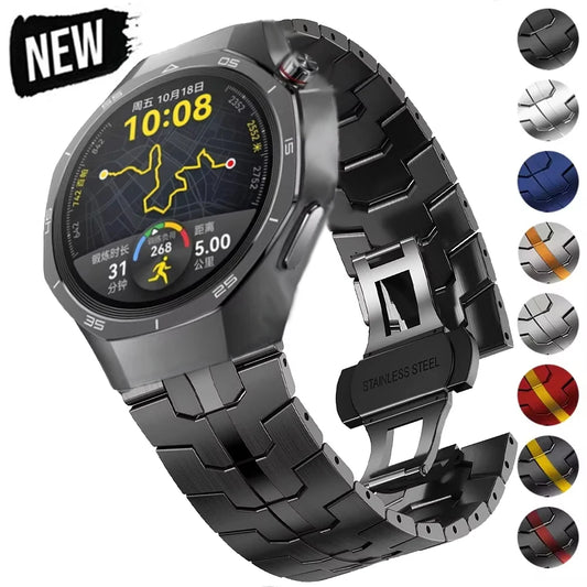 Stainless Steel Butterfly Buckle Strap For Huawei Watch GT 5 Pro 46mm Metal Bracelet For Huawei Watch GT5 GT4 GT3 GT2 46mm Band