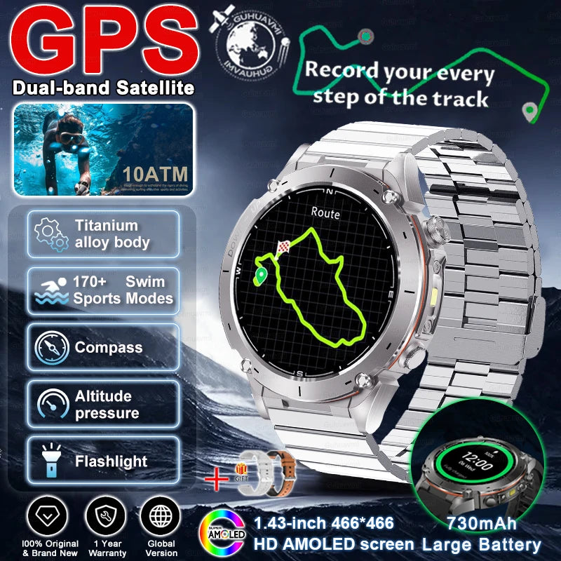 2025 New For HUAWEI IOS Ultra GPS Smart Watch 10ATM Waterproof Built-in Dual-band GNSS Compass Military Sport Men SWIM Bracelet