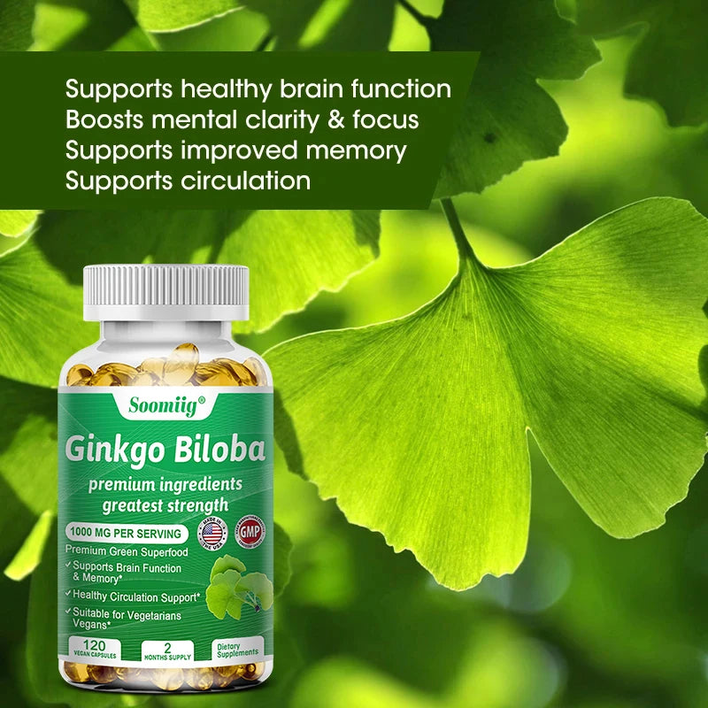 Premium Ginkgo Extract Supplement with B Vitamins for Brain Function, Memory, Circulation, Antioxidant, Health