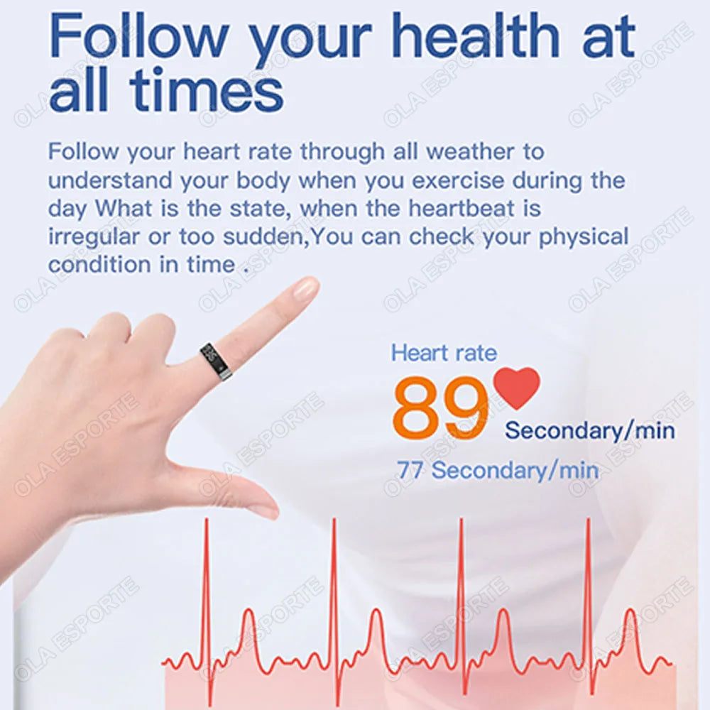 2025 Smart Ring Men Women LED Display Screen Bluetooth Heart Rate Blood Oxygen Monitoring Multi Sports Mode IP68 5ATM Waterproof