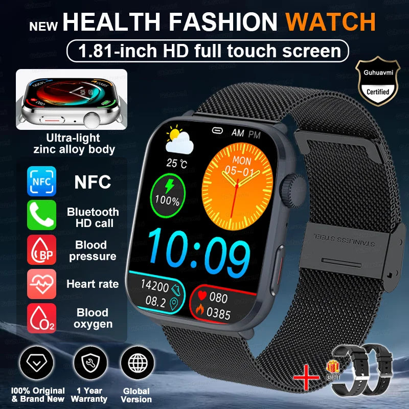 2025 New Blood Pressure AI Diagnosis Smart Watch Men Heart Rate Body temperature IP68 Waterproof NFC Smart Watch For HUAWEI  IOS