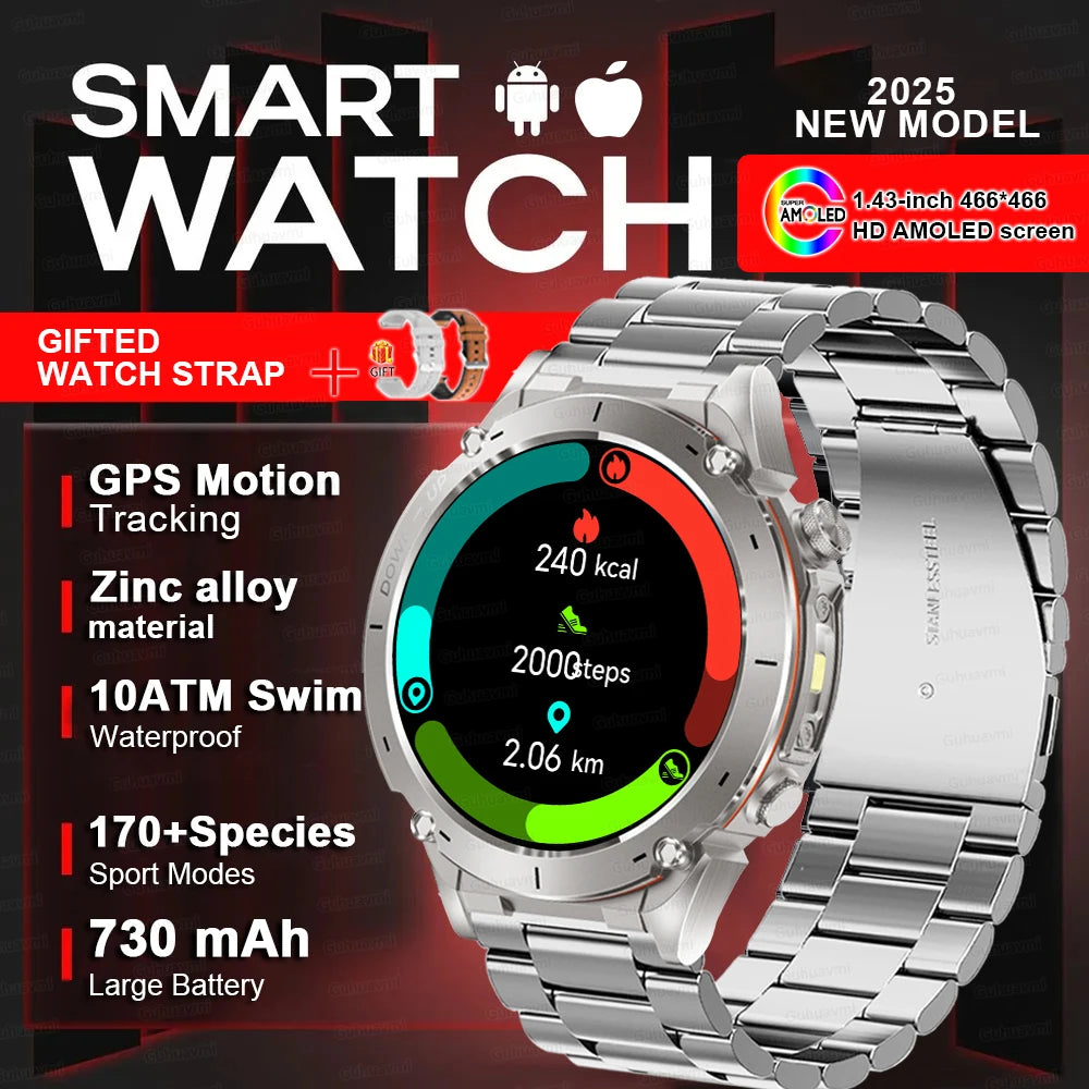 New For HUAWEI Dual-Band Satellite GPS Smartwatch Ultra HD AMOLED Screen Compass 10ATM Waterproof Sports SmartBracelet Men Watch