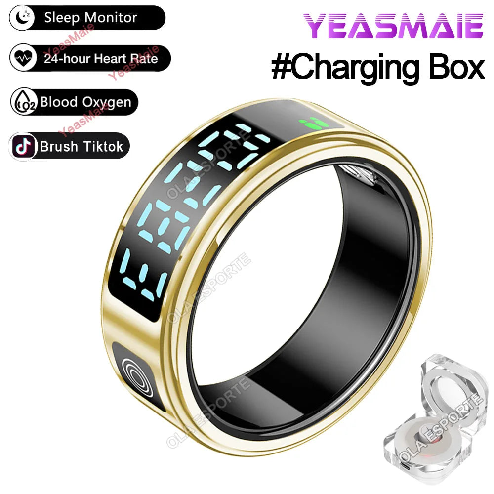 2025 New RS08 Smart Ring 5ATM Waterproof Health Fitness Ring Multi Sport Modes Heart Rate and Blood Oxygen Monitor for Men Women