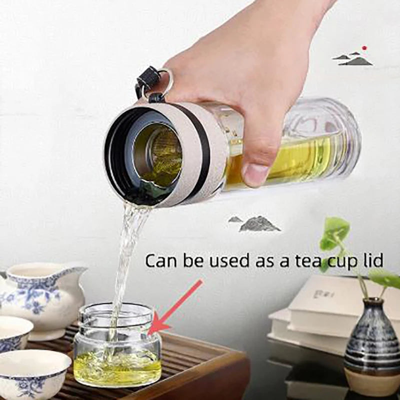 Tea Water Bottle High Borosilicate Glass Double Layer Tea Water Cup Infuser Tumbler Drinkware Water Bottle With Tea Filter