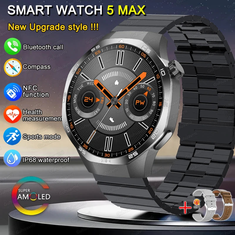 New GT 5 PLUS Smart Watch Men Women  AMOLED HD Screen SmartWatch Heart rate Blood oxygen Music Sport GPS tracker NFC Smartwatch