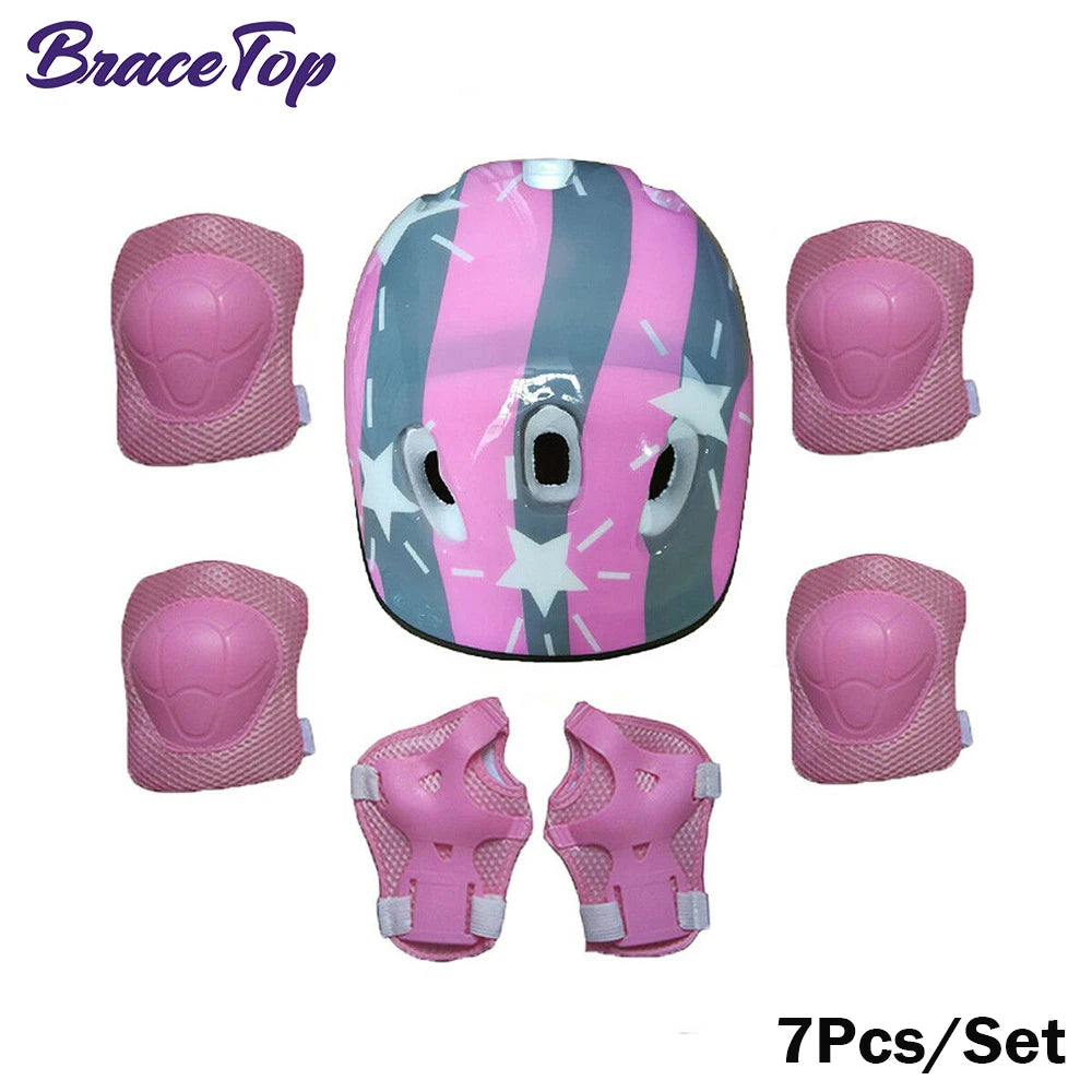 7Pcs/Set Kids Knee Pads and Elbow Pads Guards Protective Gear Set Safety Gear for Roller Skates Cycling Bike Skateboard Sports