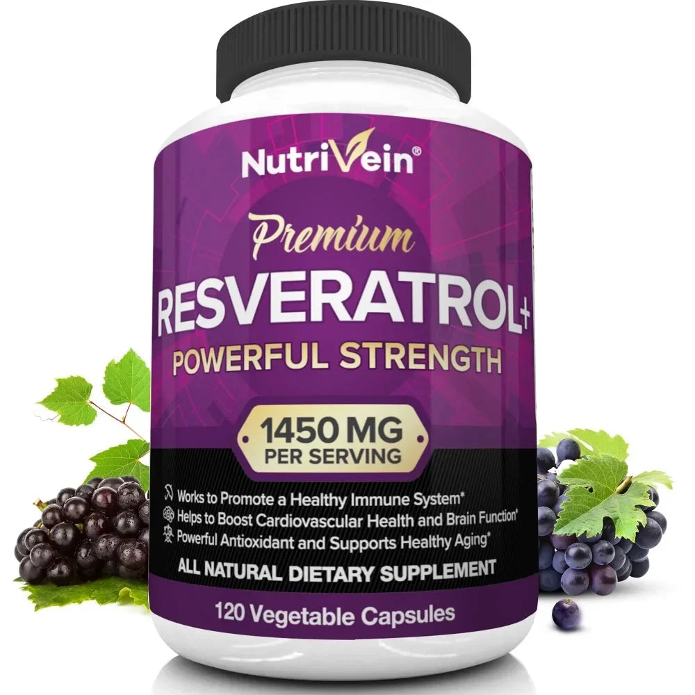 Resveratrol antioxidant supplement for boosting energy levels, immunity, anti-aging, healthy immune system, beauty