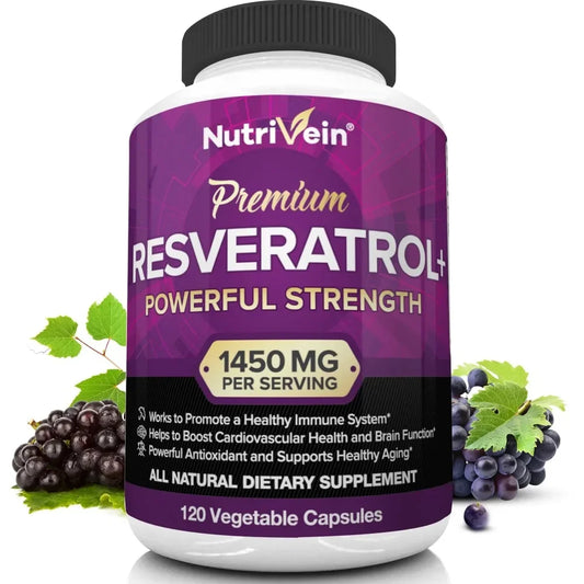 Resveratrol antioxidant supplement for boosting energy levels, immunity, anti-aging, healthy immune system, beauty