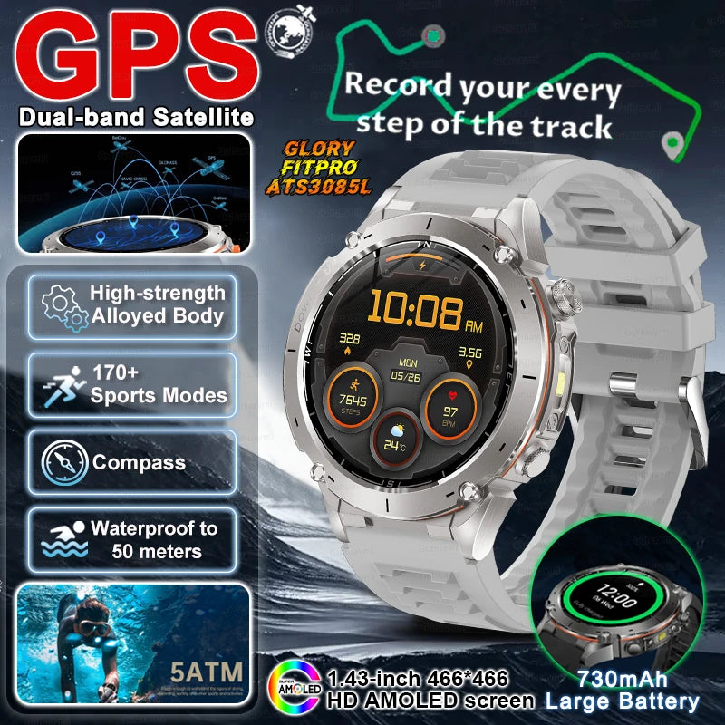 2025 New TRex 3 GPS Smart Watches 10ATM Waterproof Built-in Dual-band GNSS Compass Military Sports Bracelet Men For Xiaomi IOS