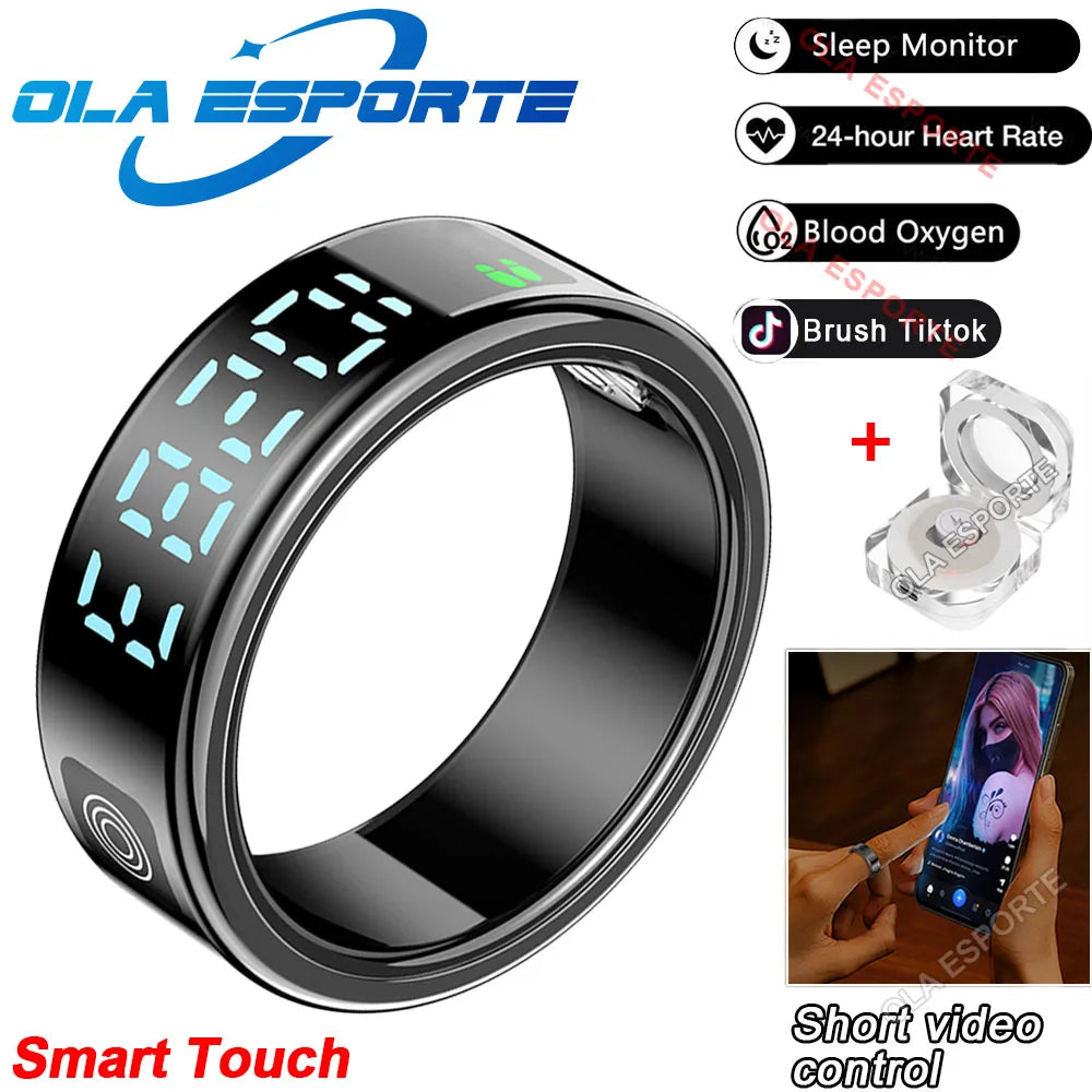 2025 Smart Ring Men Women LED Display Screen Bluetooth Heart Rate Blood Oxygen Monitoring Multi Sports Mode IP68 5ATM Waterproof