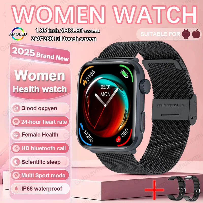 2025 New NFC Smat Watch Women 1.85-inch Blood Pressure Heart Rate Bluetooth Call Female Health Smarwatches Ladies For HUAWEI IOS