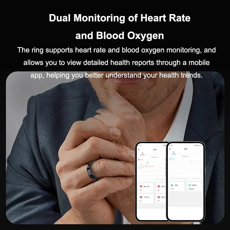 Smart Ring For Men Women Heart Rate Blood Oxygen Monitor Multi 5ATM & IP68 Waterproof Sports Ring Sleep Fitness For Android IOS