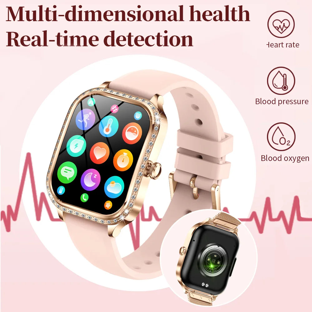 For Xiaomi Huawei New Women Smart Watch Heart Rate Blood Pressure Monitor Music Playback AI Voice Sports BT Calling SmartWatch