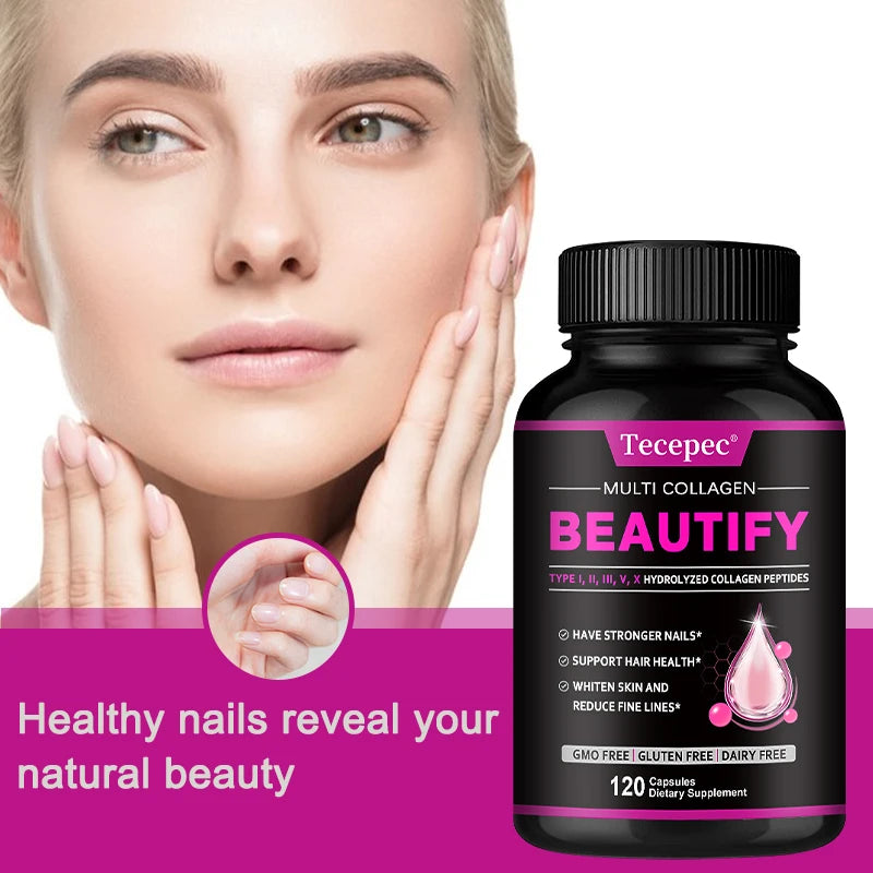 Collagen Complex Supplement, Anti-Aging Support, Reduced Fine Lines, Healthy Skin, Joints, Hair, Nails, 120 Capsules