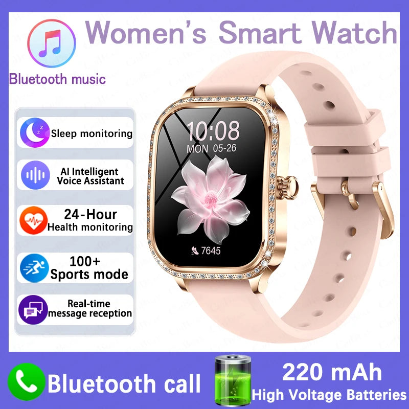 For Xiaomi Huawei New Women Smart Watch Heart Rate Blood Pressure Monitor Music Playback AI Voice Sports BT Calling SmartWatch