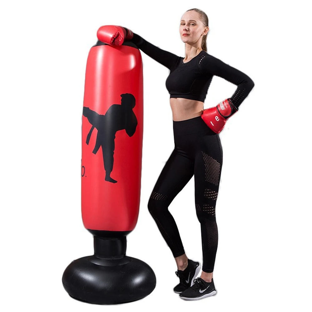 1pc KO Style Inflatable Boxing Sandbags Punching Bag 160cm/63inch Boxing Column Karate Taekwondo Training Props
