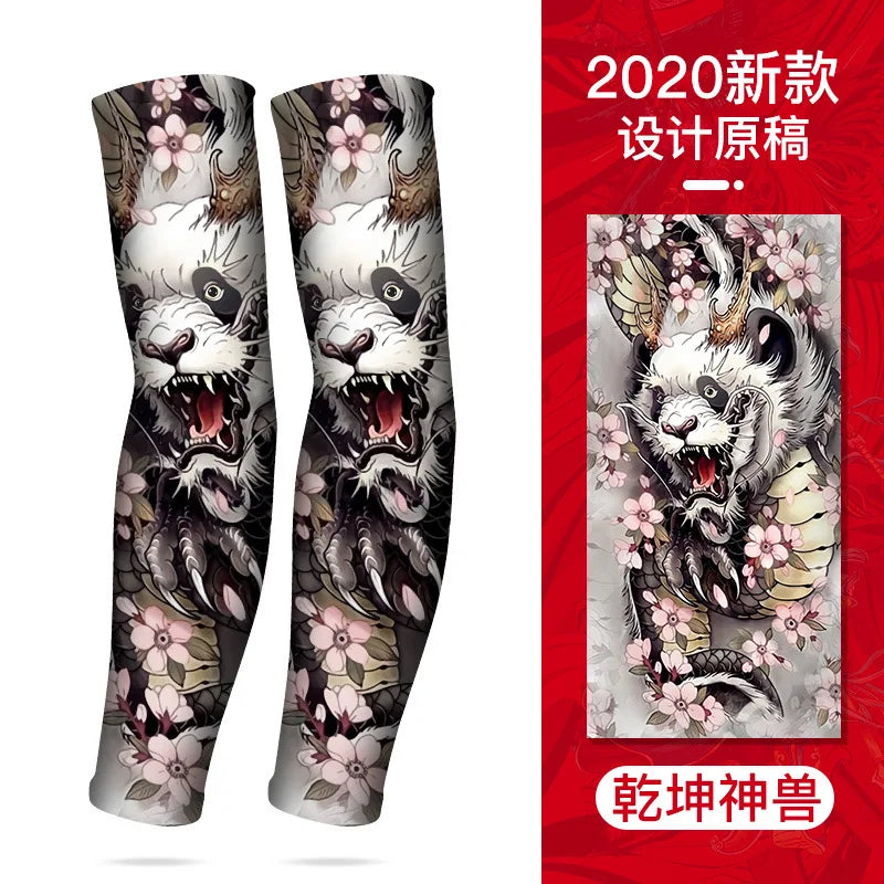 Summer Tattoo Sleeves Ice Silk Golf Sports Sun-proof Cycling Men Cool Personalized Driving Women Fishing Elastic Arm Warmer