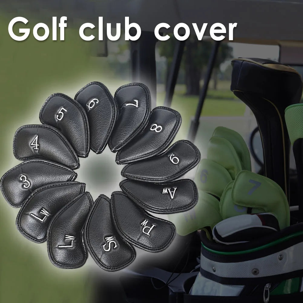 Portable Golf Club Headcovers Set 12Pcs Golf Club Iron Head Covers Waterproof Golf Club Head Protective Covers Golf Accessories